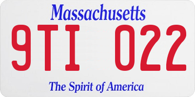 MA license plate 9TI022