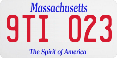 MA license plate 9TI023