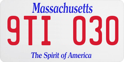 MA license plate 9TI030