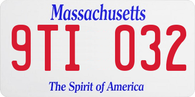 MA license plate 9TI032