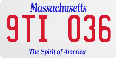 MA license plate 9TI036