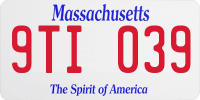 MA license plate 9TI039