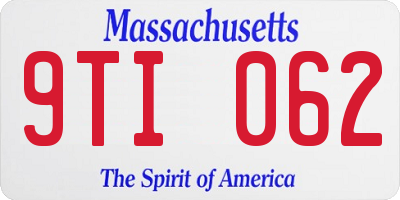 MA license plate 9TI062
