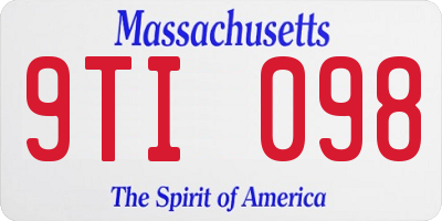 MA license plate 9TI098