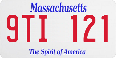 MA license plate 9TI121
