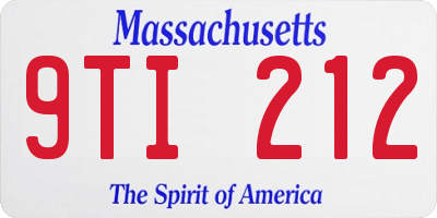 MA license plate 9TI212