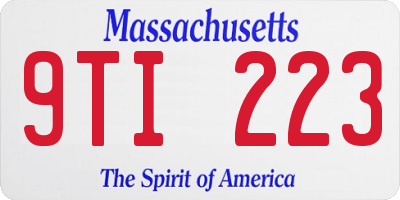 MA license plate 9TI223