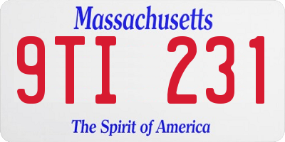 MA license plate 9TI231