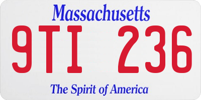 MA license plate 9TI236