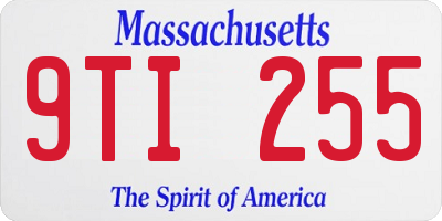 MA license plate 9TI255