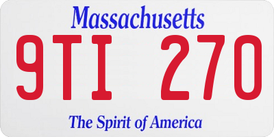 MA license plate 9TI270