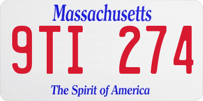 MA license plate 9TI274