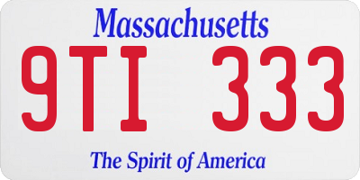 MA license plate 9TI333