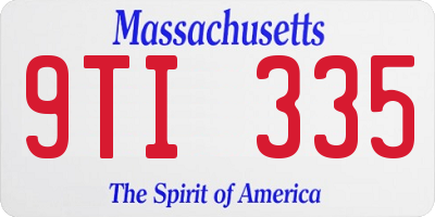 MA license plate 9TI335