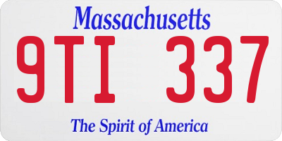 MA license plate 9TI337