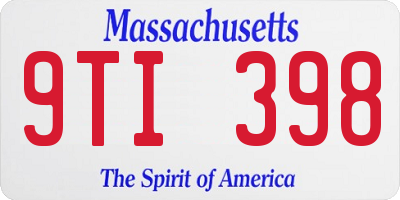 MA license plate 9TI398