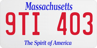 MA license plate 9TI403