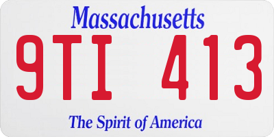 MA license plate 9TI413