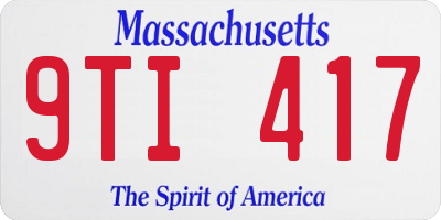 MA license plate 9TI417
