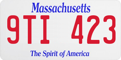 MA license plate 9TI423