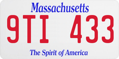 MA license plate 9TI433