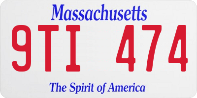 MA license plate 9TI474