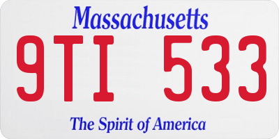 MA license plate 9TI533
