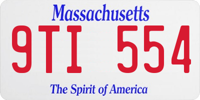 MA license plate 9TI554