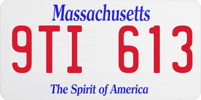MA license plate 9TI613
