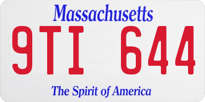 MA license plate 9TI644