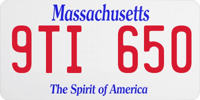 MA license plate 9TI650