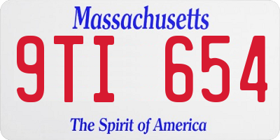 MA license plate 9TI654