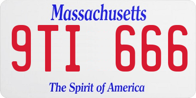 MA license plate 9TI666