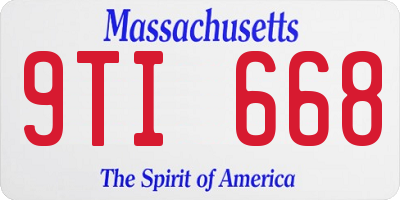 MA license plate 9TI668