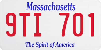MA license plate 9TI701