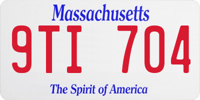 MA license plate 9TI704