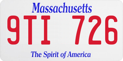 MA license plate 9TI726