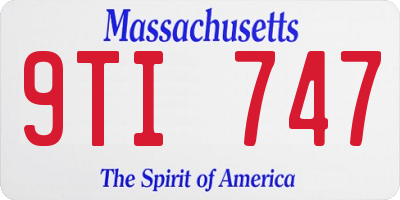 MA license plate 9TI747