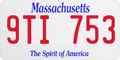 MA license plate 9TI753