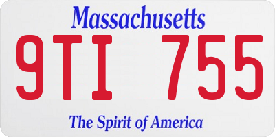MA license plate 9TI755