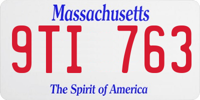 MA license plate 9TI763