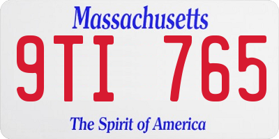 MA license plate 9TI765