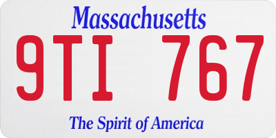 MA license plate 9TI767