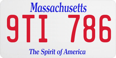 MA license plate 9TI786