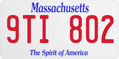 MA license plate 9TI802