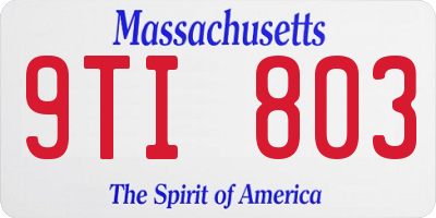 MA license plate 9TI803