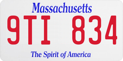 MA license plate 9TI834