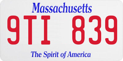 MA license plate 9TI839