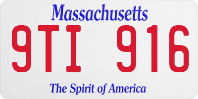 MA license plate 9TI916