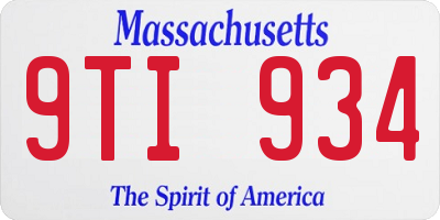MA license plate 9TI934